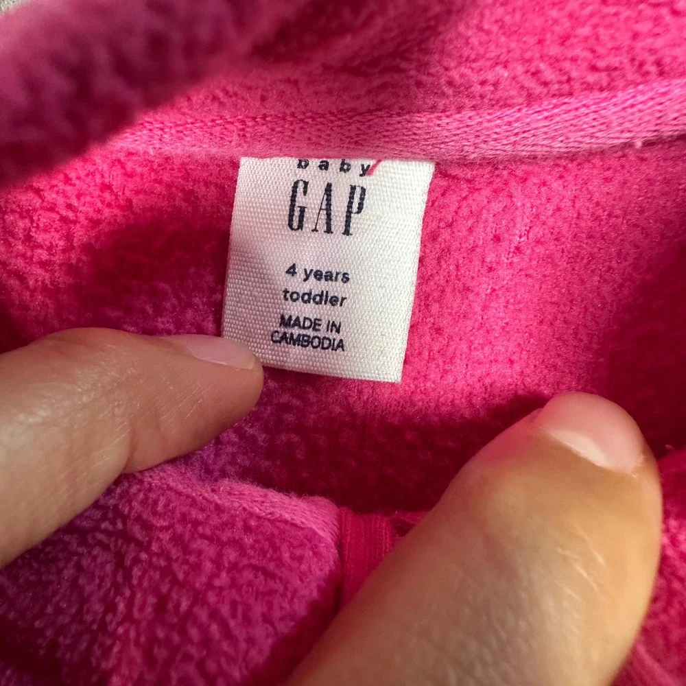 Baby Gap Toddler Girl Peplum Fleece Quarter Zip Pullover Pink 4T Coquette
